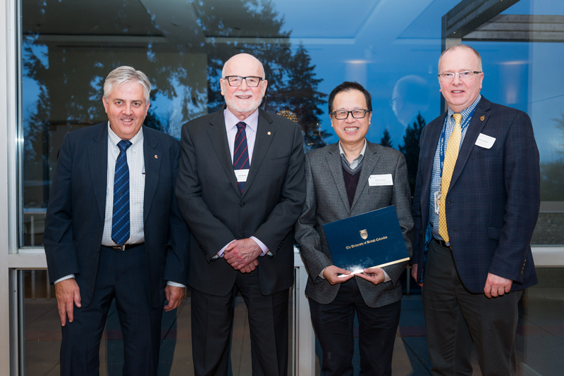 Dr. Gary Lopaschuk, Dr. John McNeill, Dr. Peter Leung and Dean Coughtrie. Dr. Leung was the recipient of the John McNeill Excellence in Health Research Mentorship Award. 