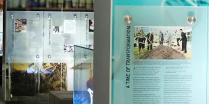 An informational wall in the Story of Medicines exhibit.