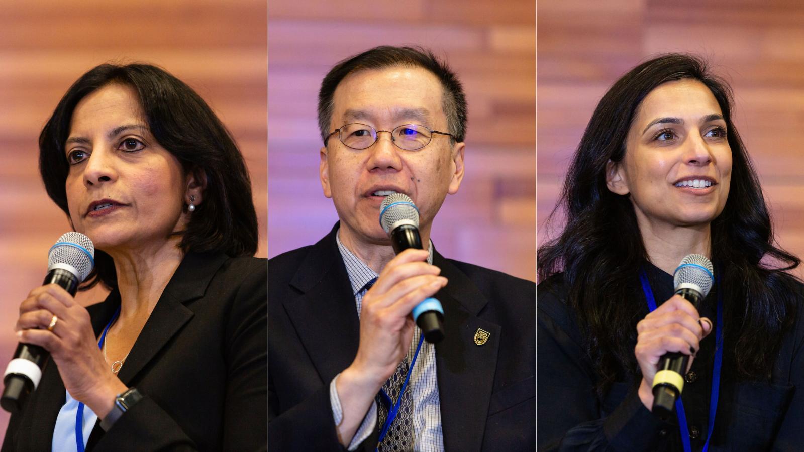 Lalitha Raman-Wilms, Thomas Chang and Jessica Kalra speaking at the Life Sciences BC’s 10th Annual Access to Innovation conference.